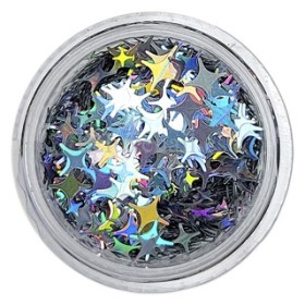 Decoración Estrellas 03, Plata multicolor (diferentes tamaños)