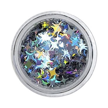 Decoración Estrellas 03, Plata multicolor (diferentes tamaños)