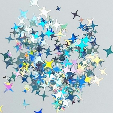 Decoración Estrellas 03, Plata multicolor (diferentes tamaños)